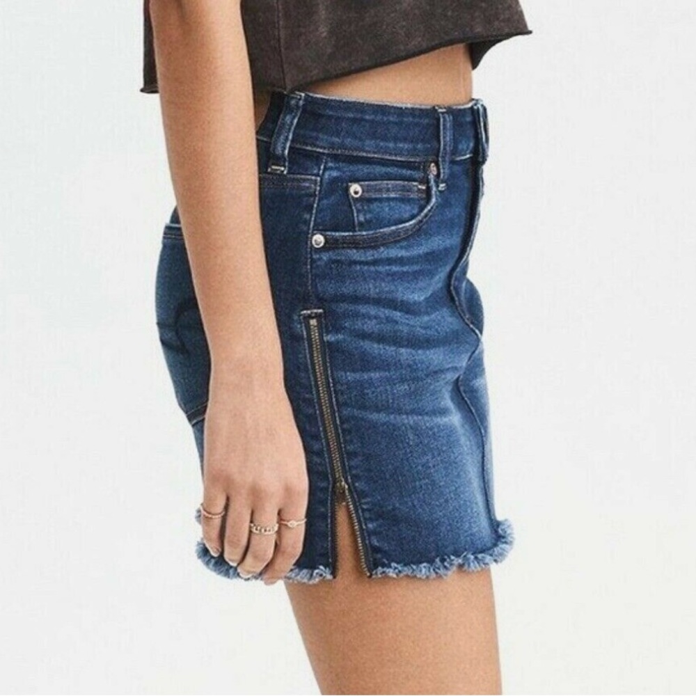 American Eagle Outfitters Hi-Rise Mini Side Zippered Denim Skirt - 0